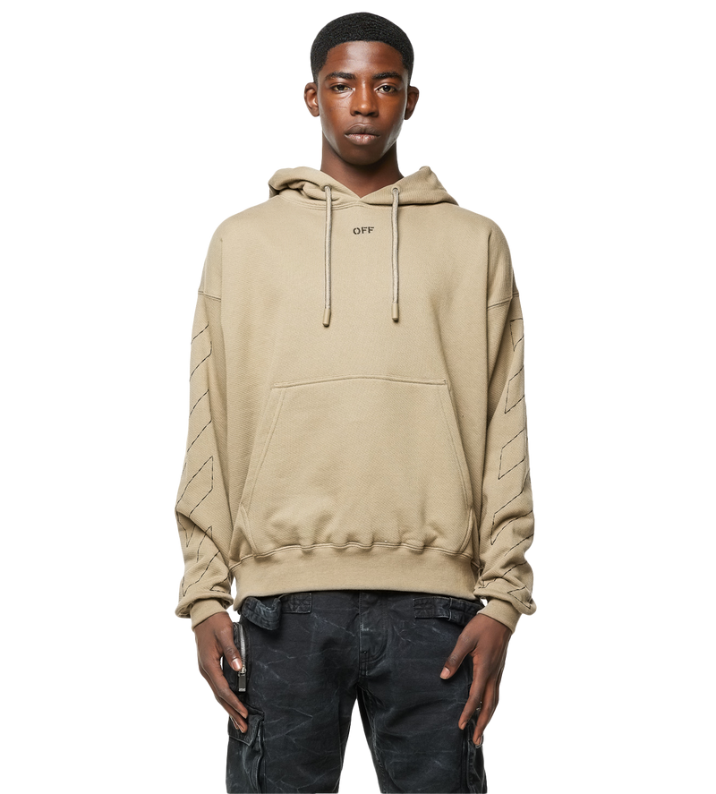 Stitch Skate Drawstring Hoodie Beige - L