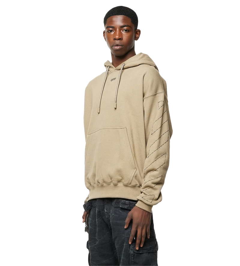 Stitch Skate Drawstring Hoodie Beige - L