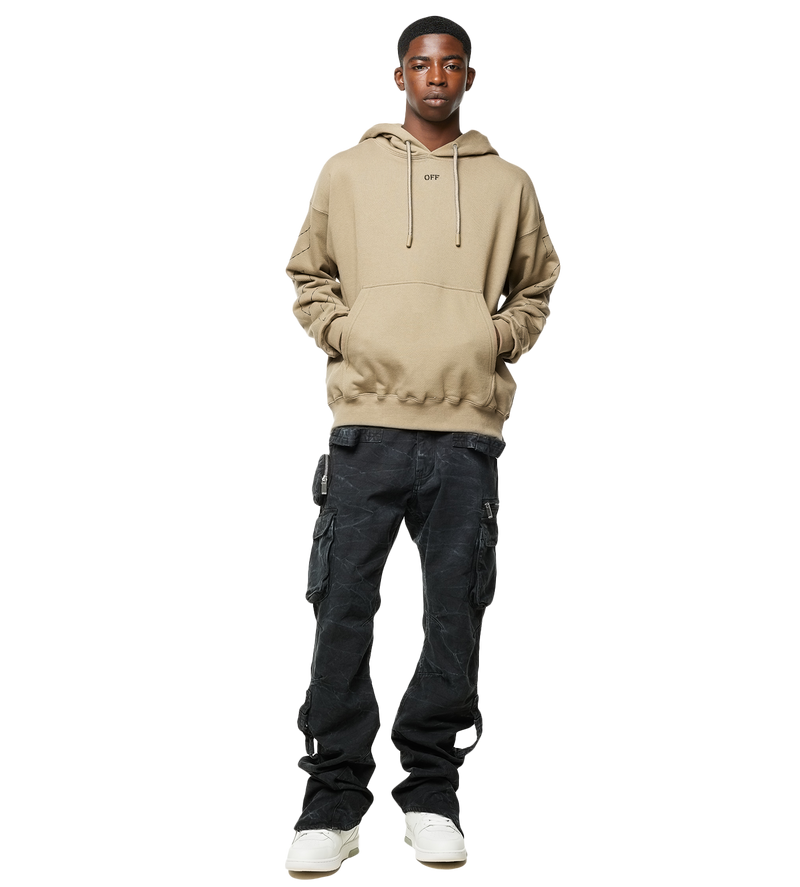 Stitch Skate Drawstring Hoodie Beige - L