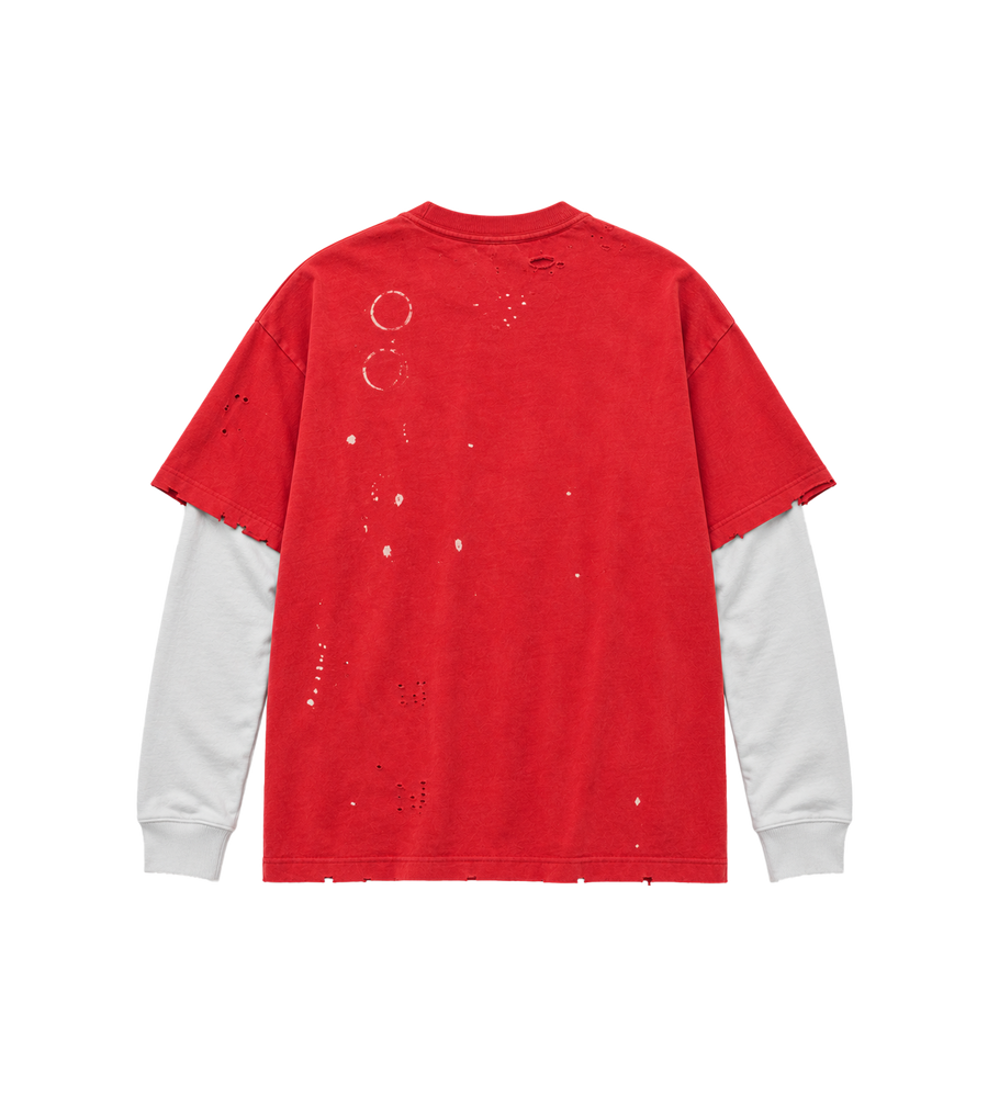 Bleached Luke Thermal Tee Red