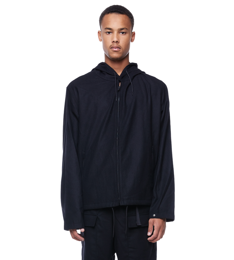 Flannel Zip-up Hoodie Black - M