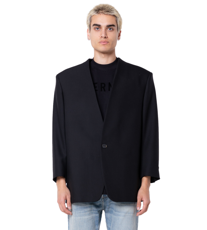 Eternal Wool Lapelless Jacket Black - 48