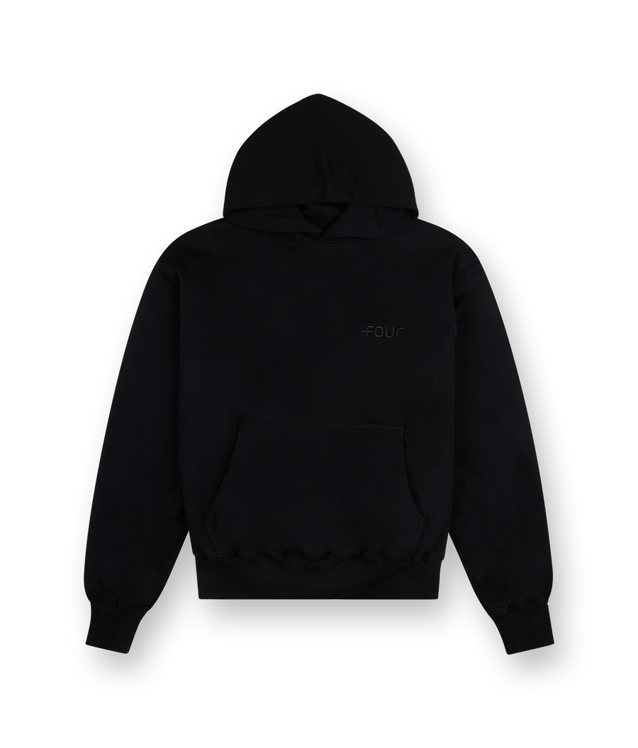 Double Layered Hoodie Logo Embroidery All Black