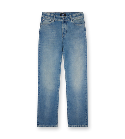 Straight Leg Denim Dark Blue Sand Wash