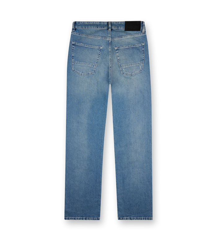 Straight Leg Denim Dark Blue Sand Wash