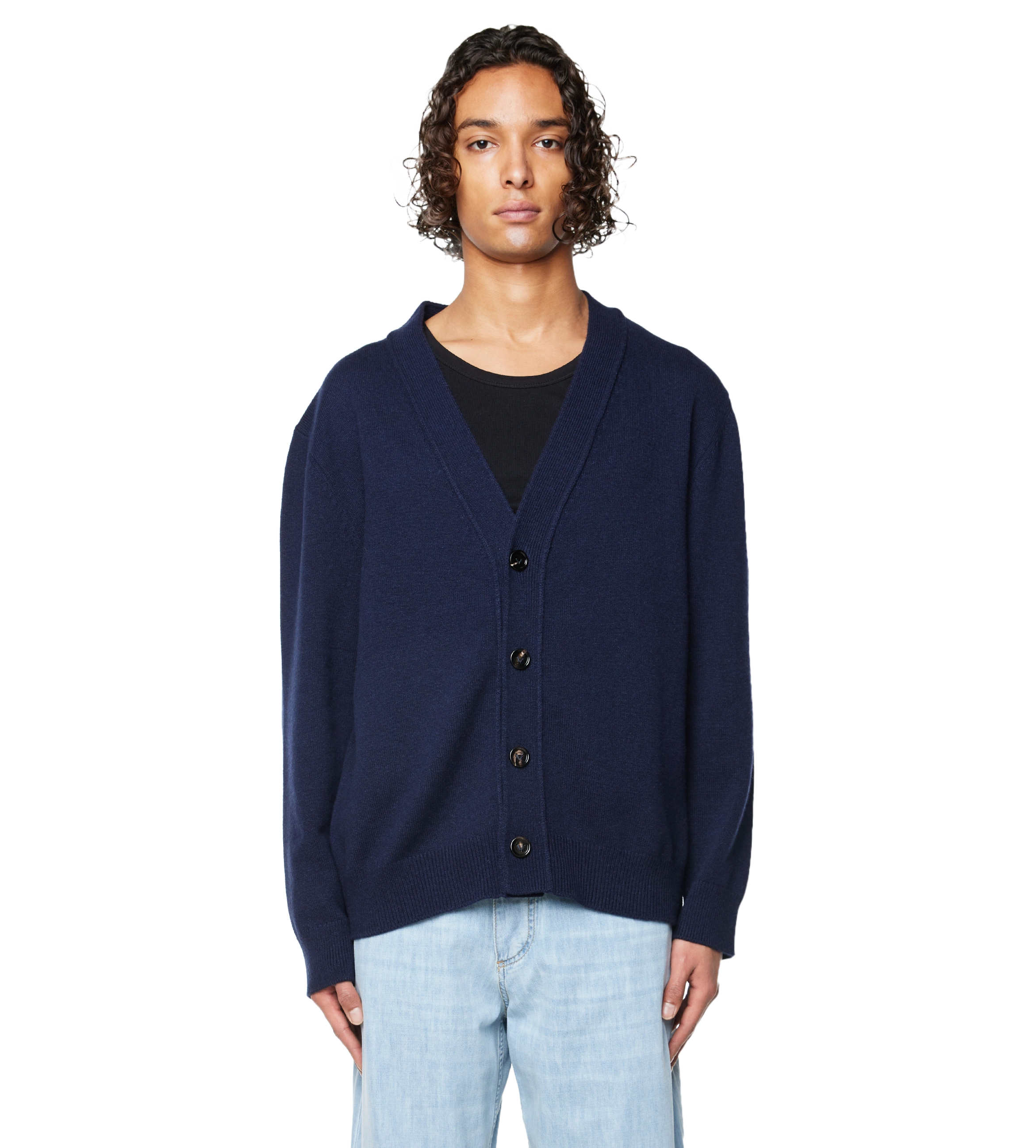 Intrecciato Cashmere Cardigan Blue