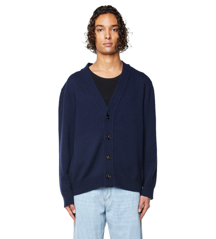 Bottega Veneta Intrecciato Cashmere Cardigan Blue