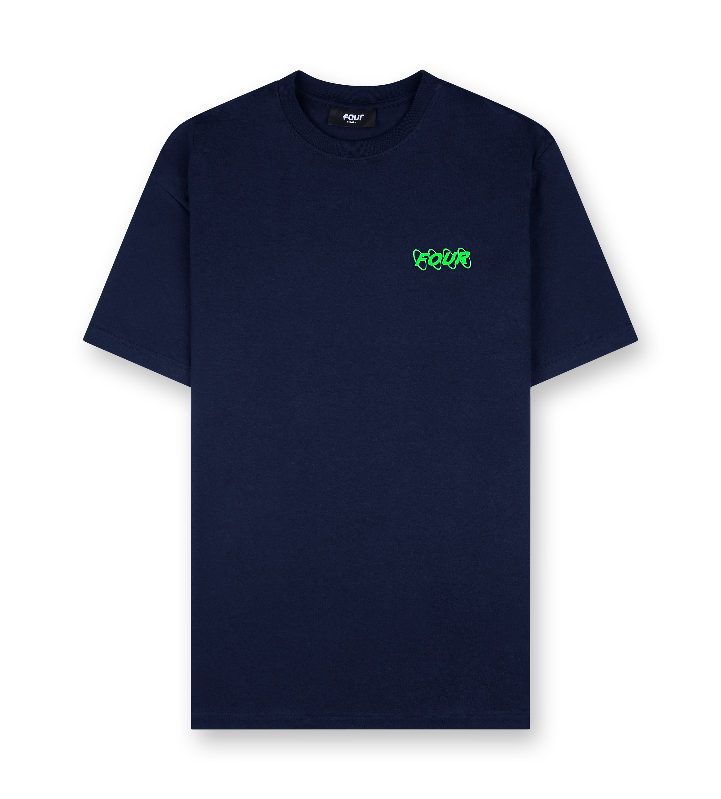 Neon Green Circles Logo T-shirt Marine Blue