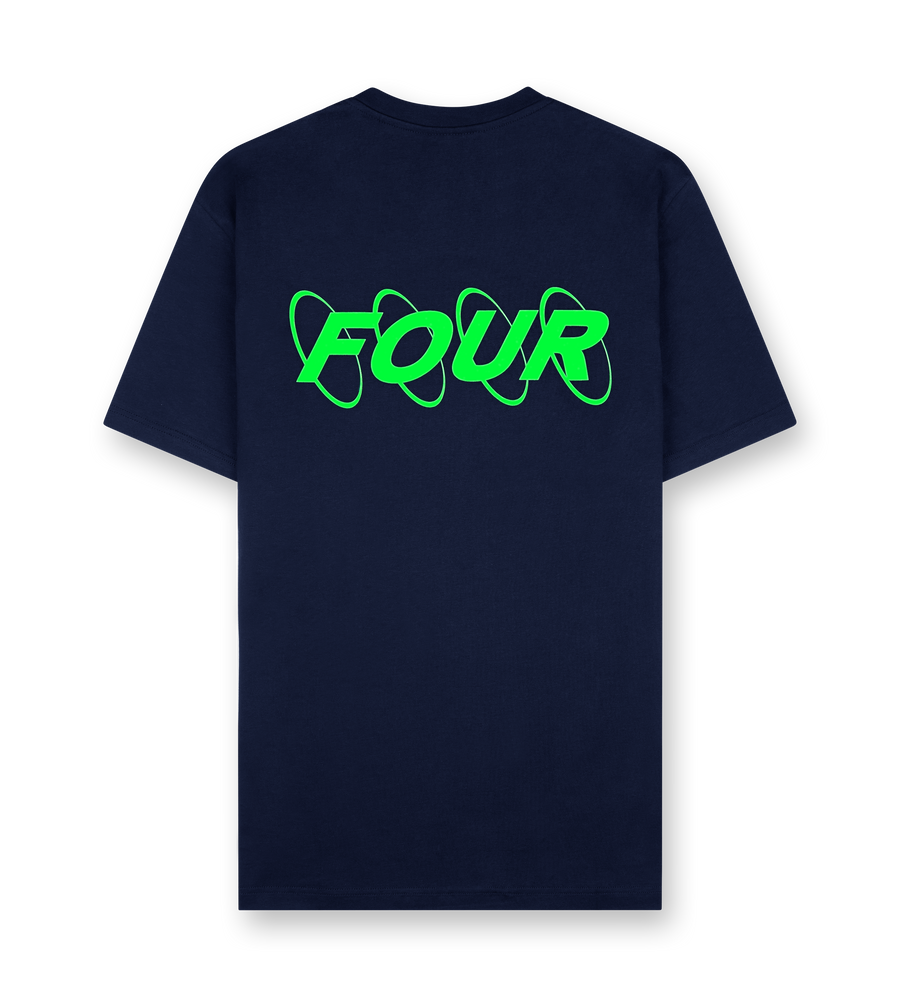 Neon Green Circles Logo T-shirt Marine Blue