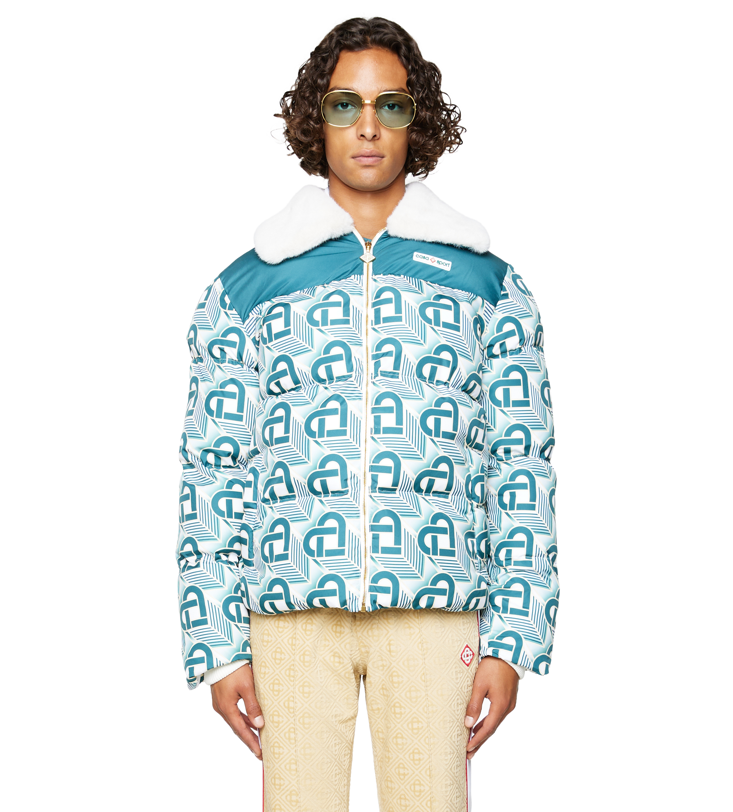 Heart Monogram Puffer Jacket Green