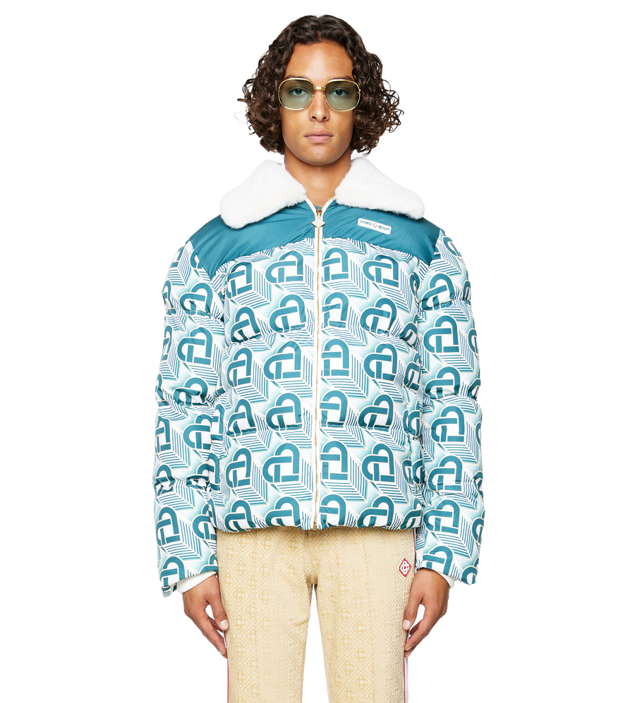 Heart Monogram Puffer Jacket Green