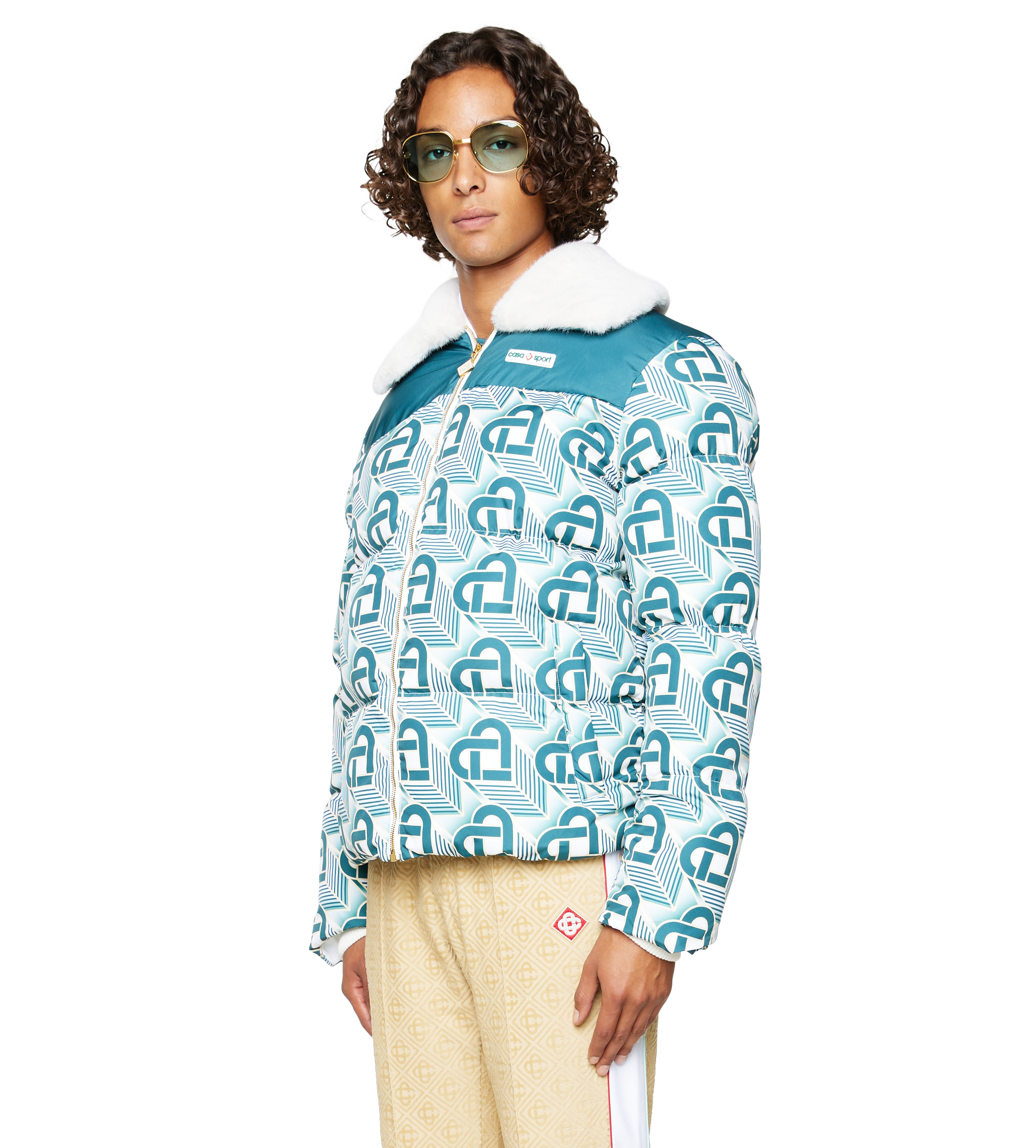 Heart Monogram Puffer Jacket Green