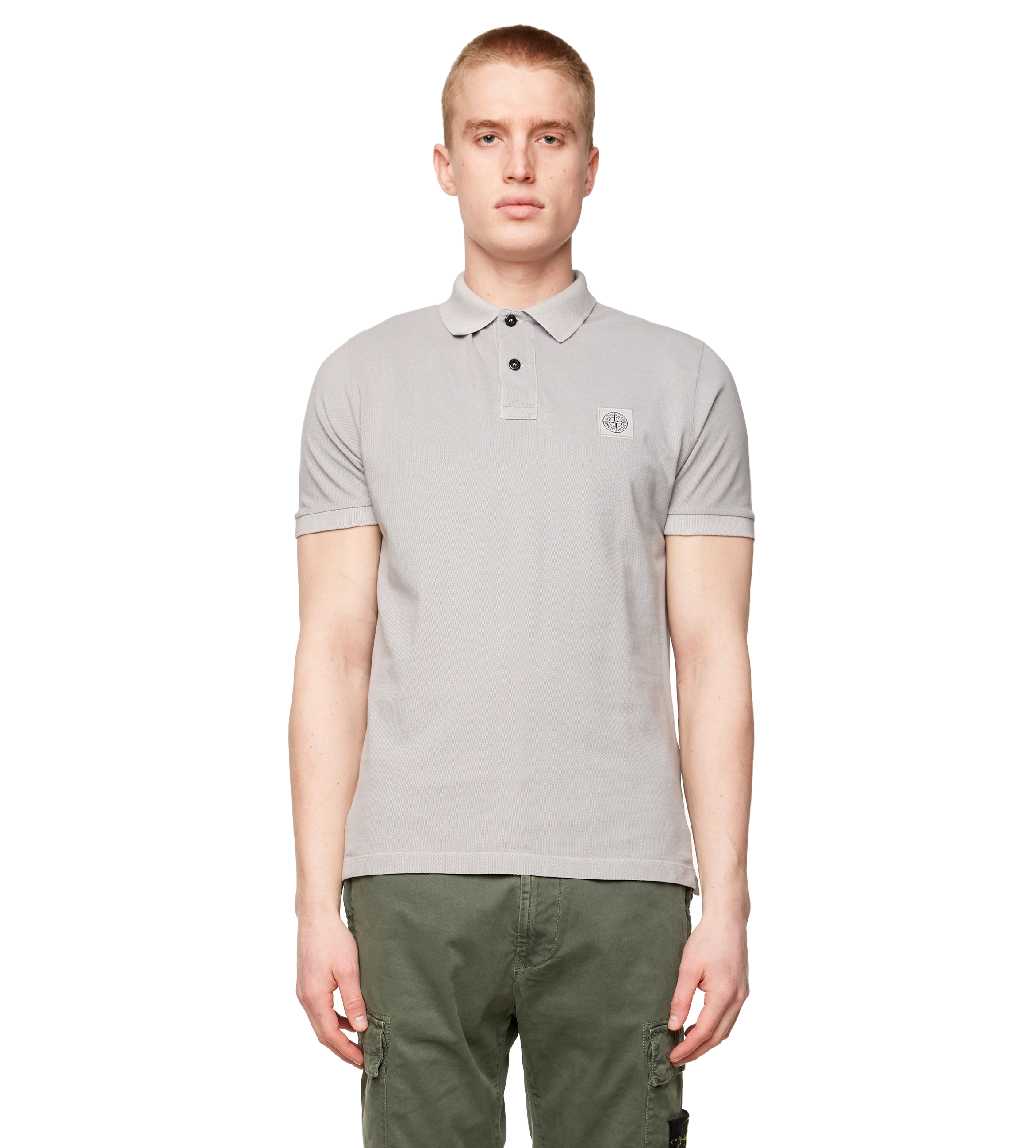 Compass Patch Polo Shirt Grey