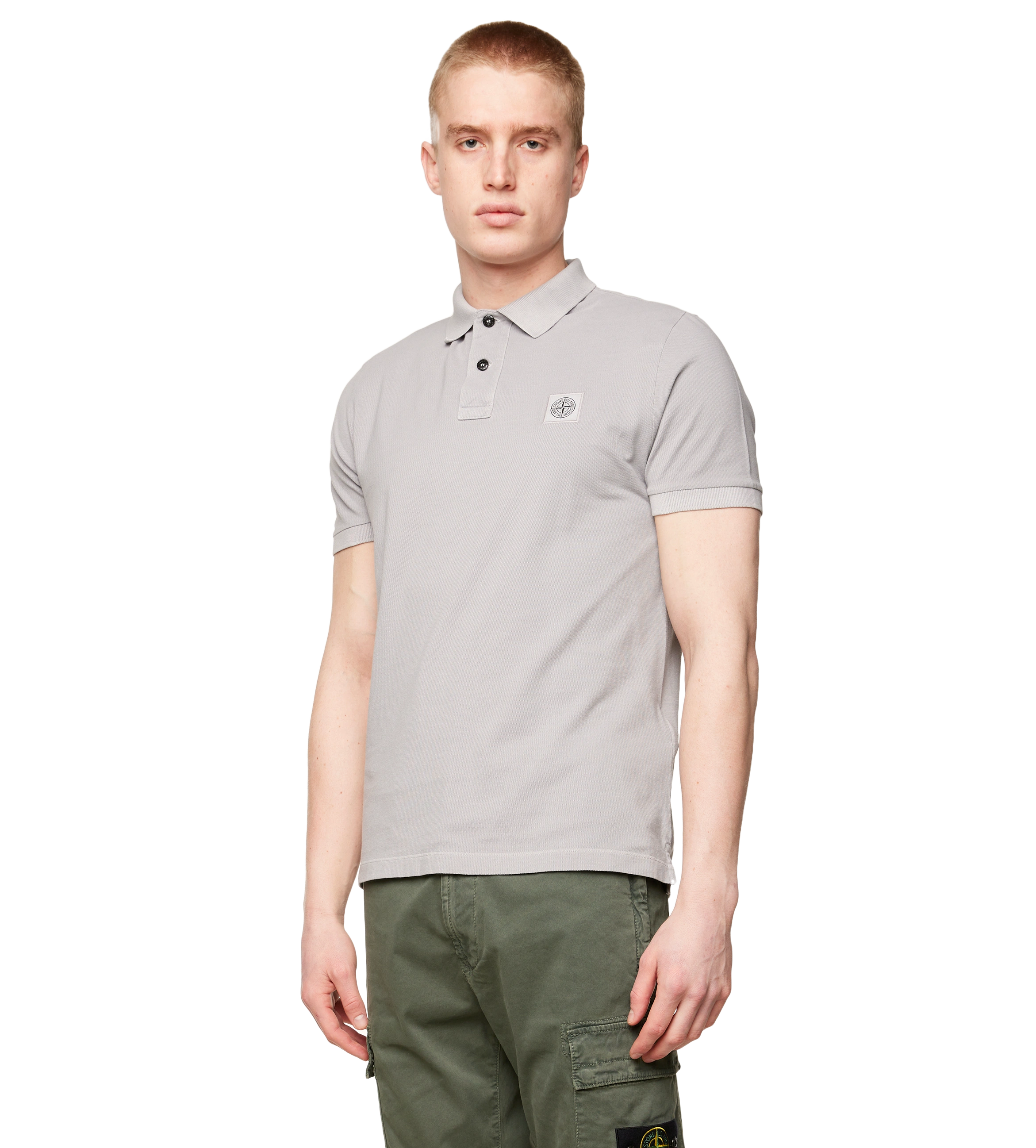 Compass Patch Polo Shirt Grey