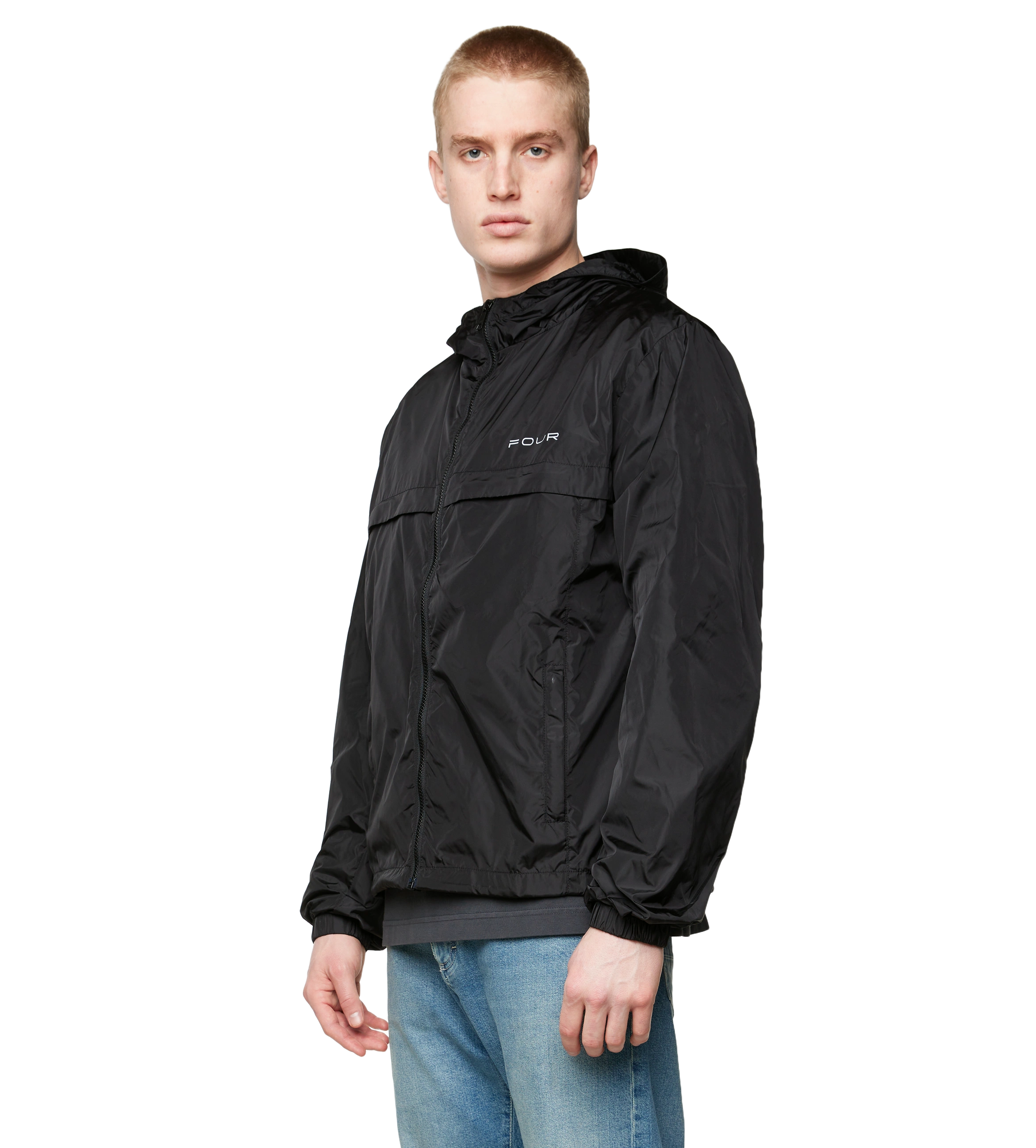 Sport Windbreaker Nylon Jacket Black