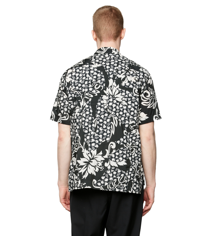 Floral Embroidered Patch Shirt Black
