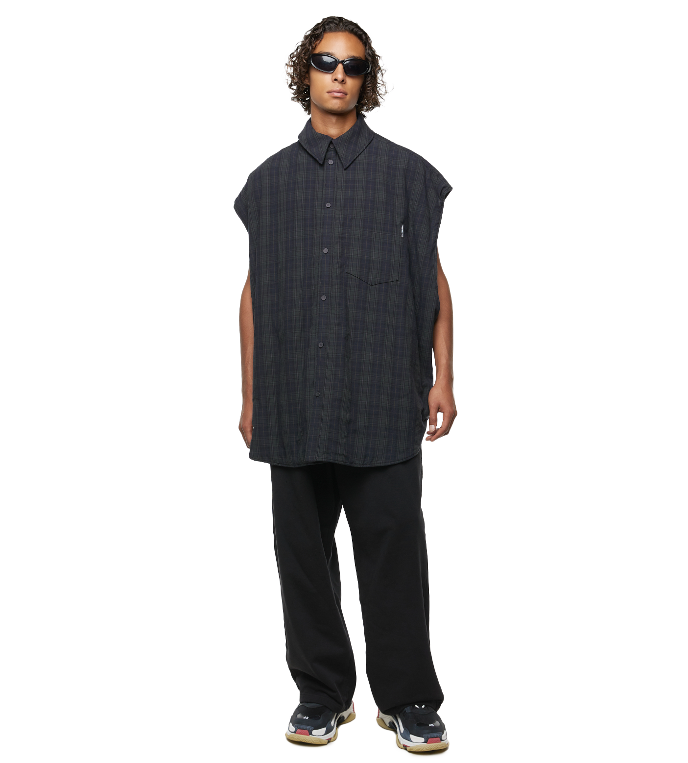 Detachable Sleeves Shirt Grey