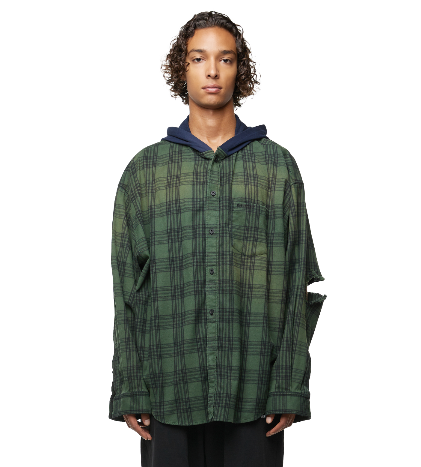 Oversized Hooded Shirt Green