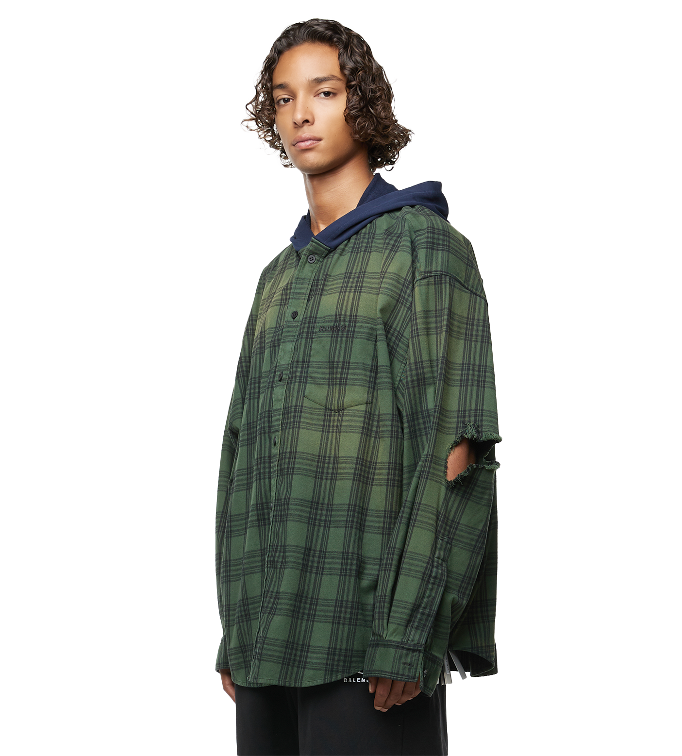 Oversized Hooded Shirt Green
