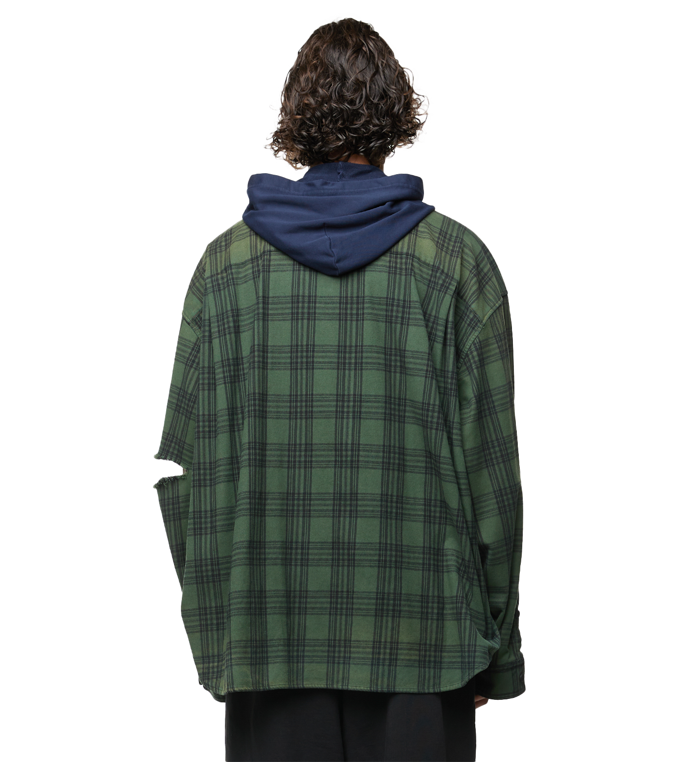 Oversized Hooded Shirt Green