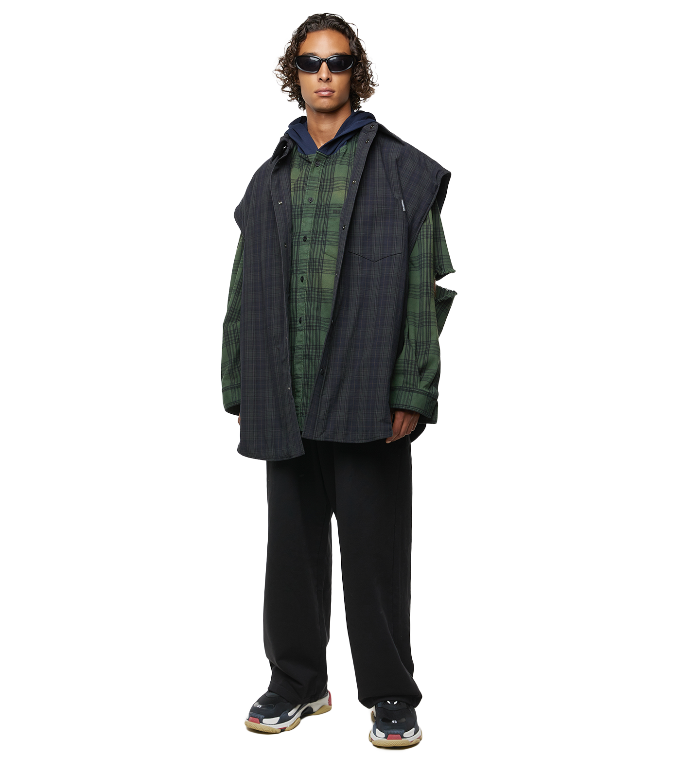 Oversized Hooded Shirt Green