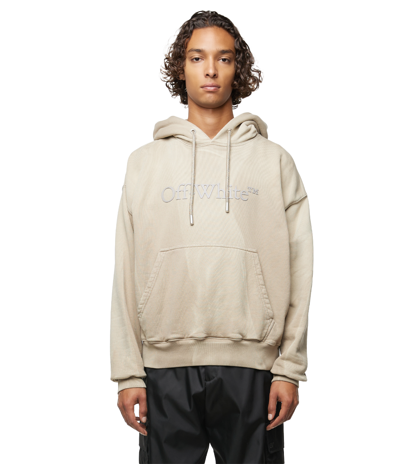Logo-Embossed Hoodie Beige