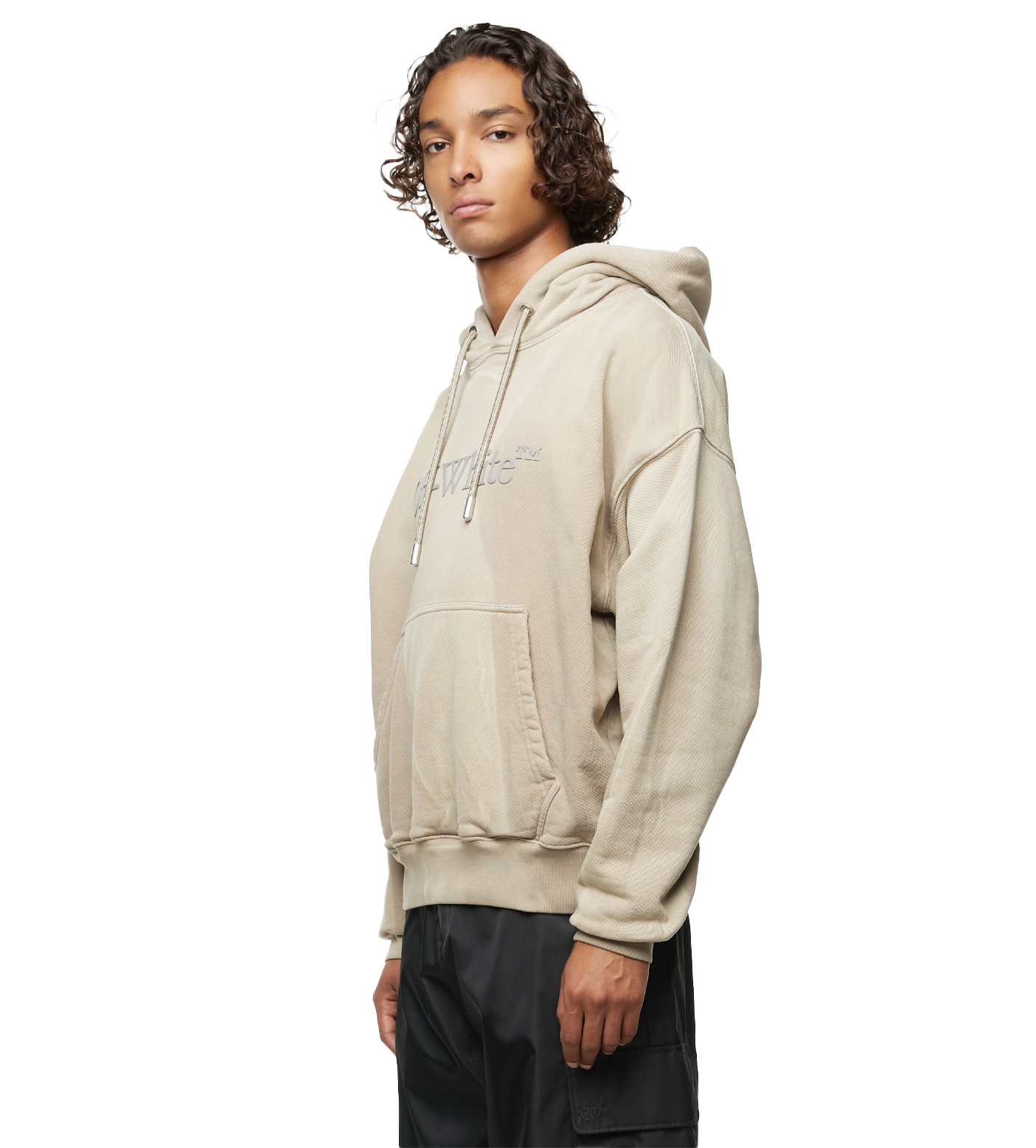 Logo-Embossed Hoodie Beige