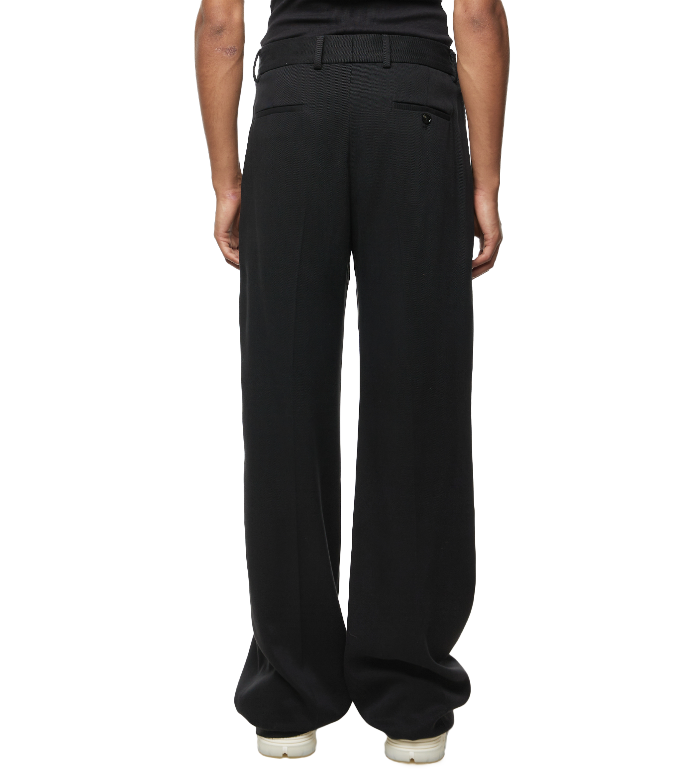 Box-pleat Straight-leg Trousers Black