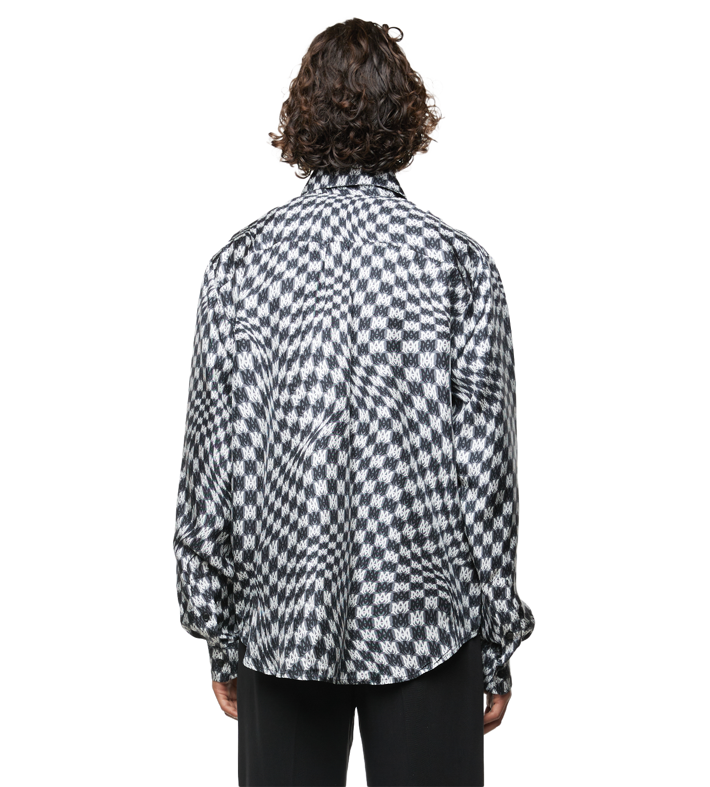 Wavy Silk Shirt Black White