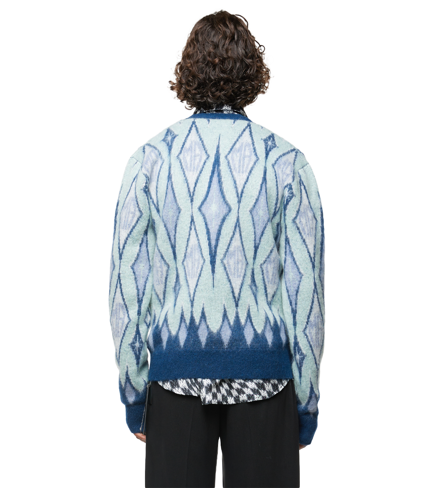 Argyle Mohair Cardigan Blue