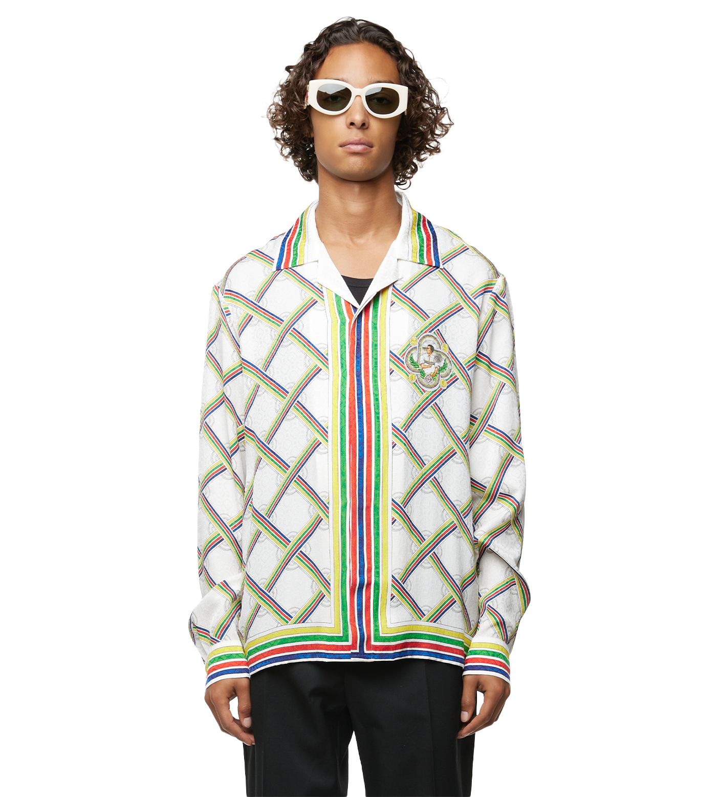 Graphic-print Striped Silk Shirt Multi Color
