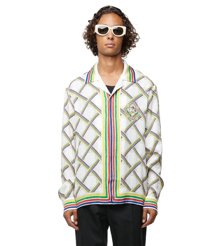 Graphic-print Striped Silk Shirt Multi Color