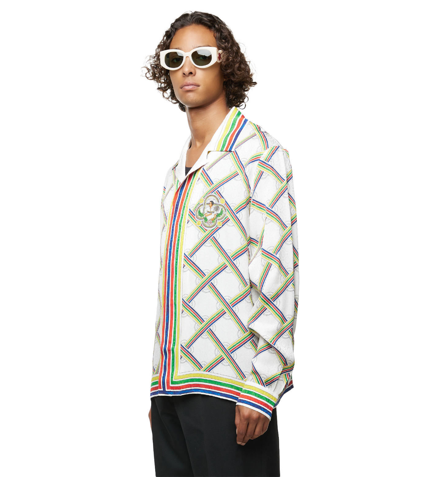 Graphic-print Striped Silk Shirt Multi Color