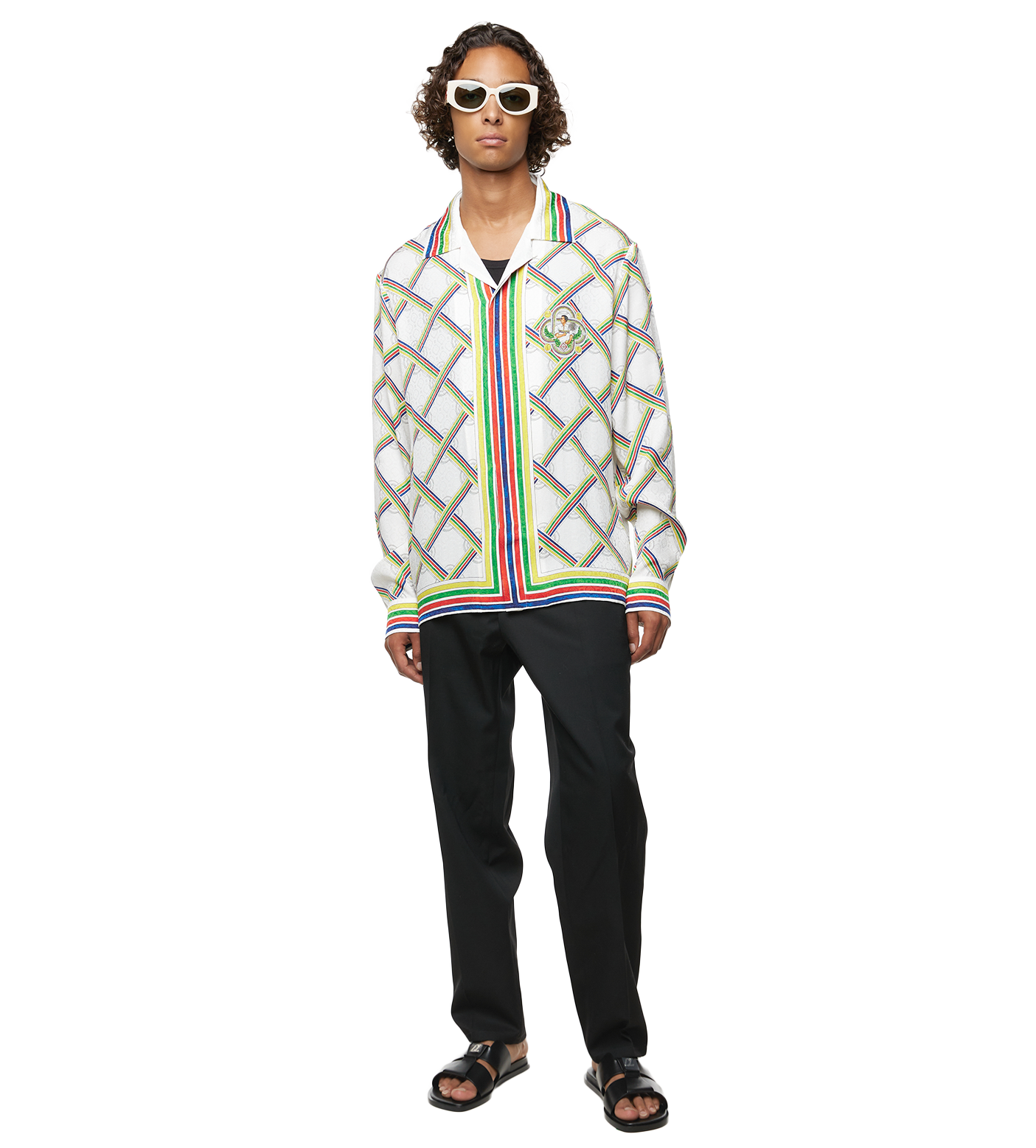 Graphic-print Striped Silk Shirt Multi Color