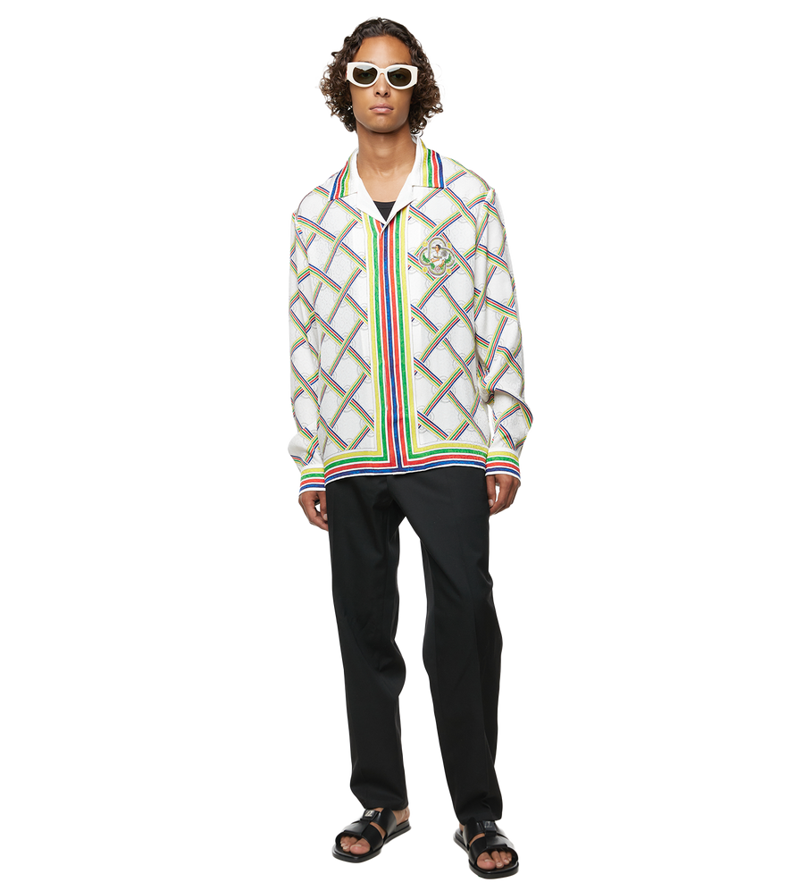 Graphic-print Striped Silk Shirt Multi Color