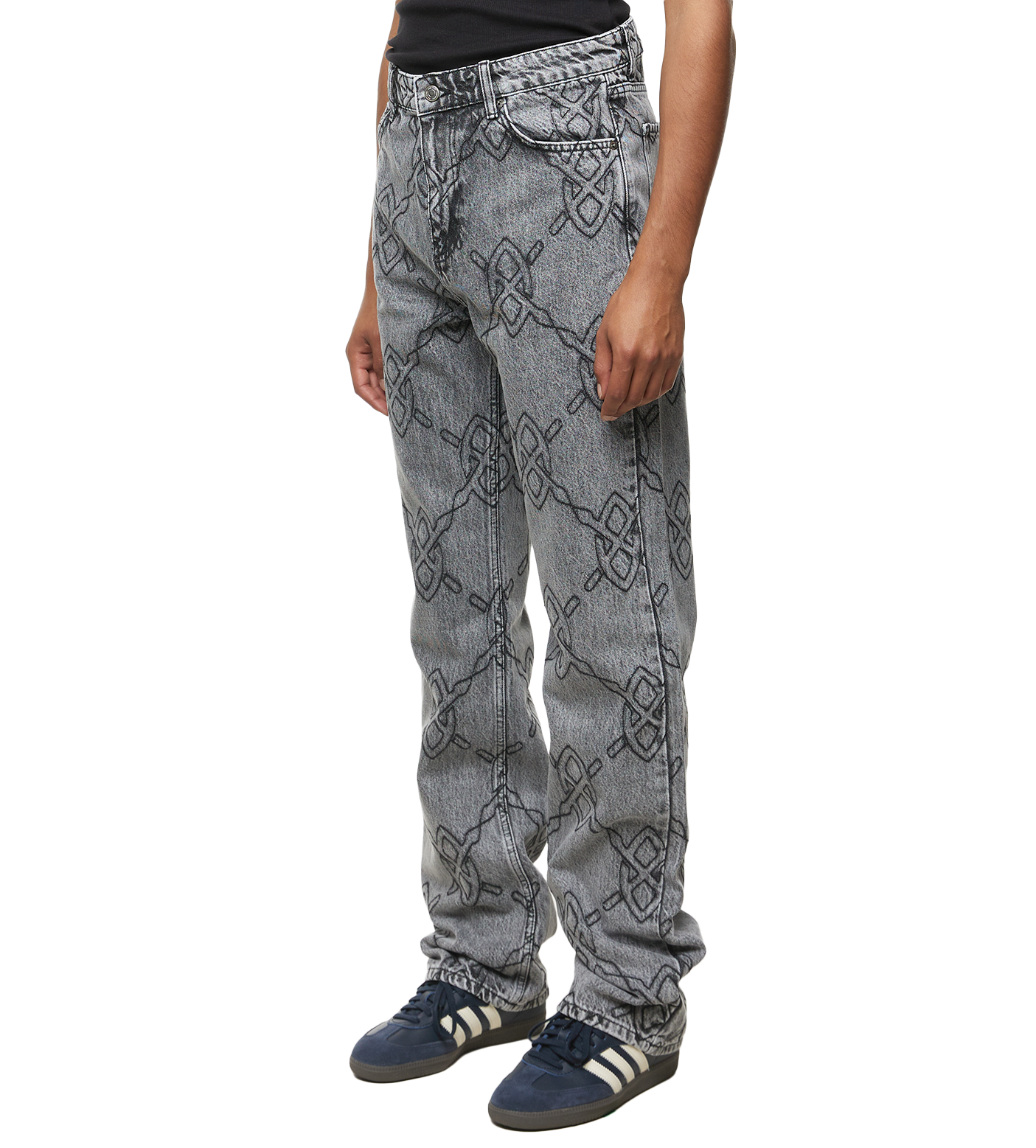 Rahul Straight Leg Pants With All Over Logo Grey