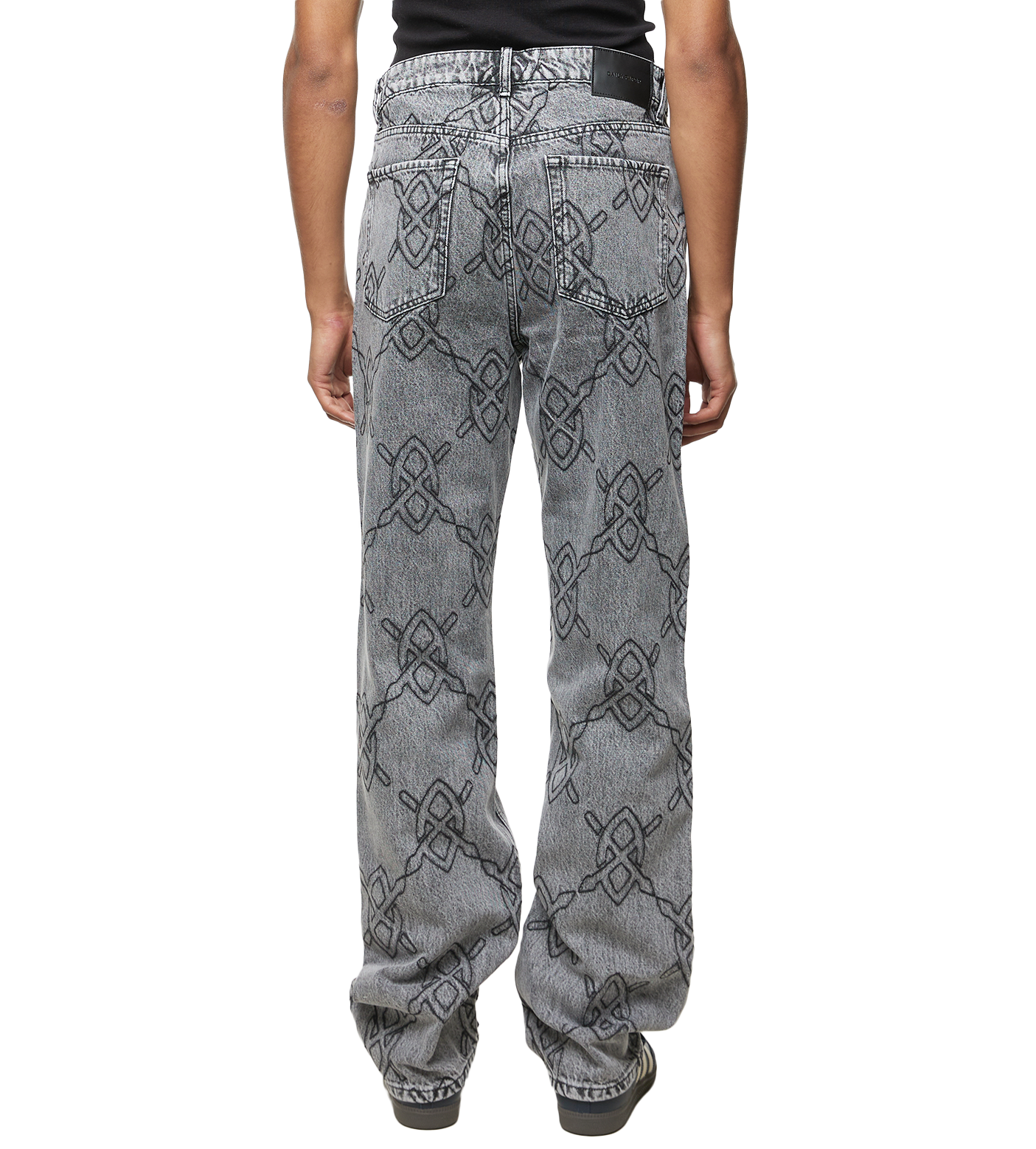 Rahul Straight Leg Pants With All Over Logo Grey