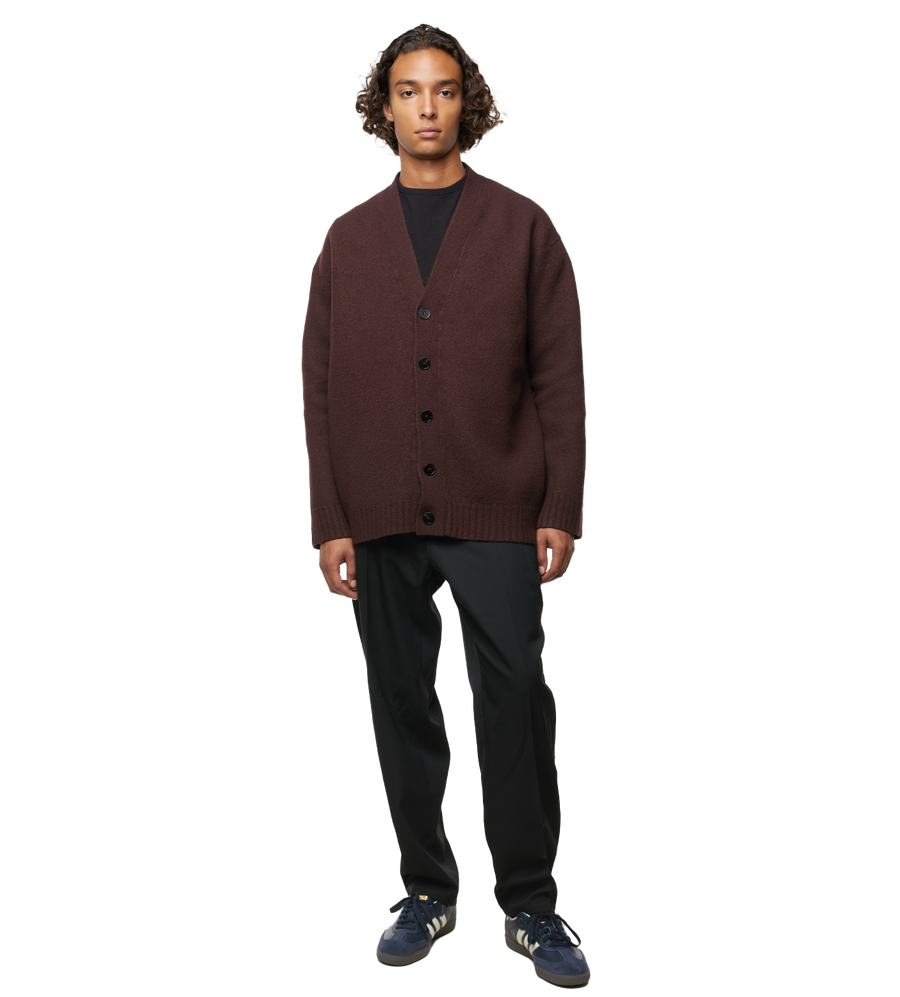 V-neck Wool Cardigan Brown