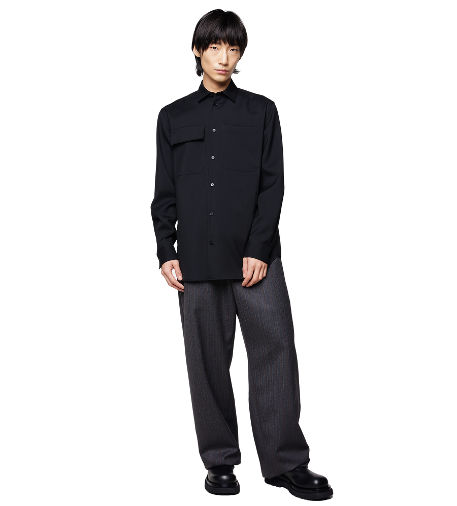 Fine Wool Gabardine Shirt Black