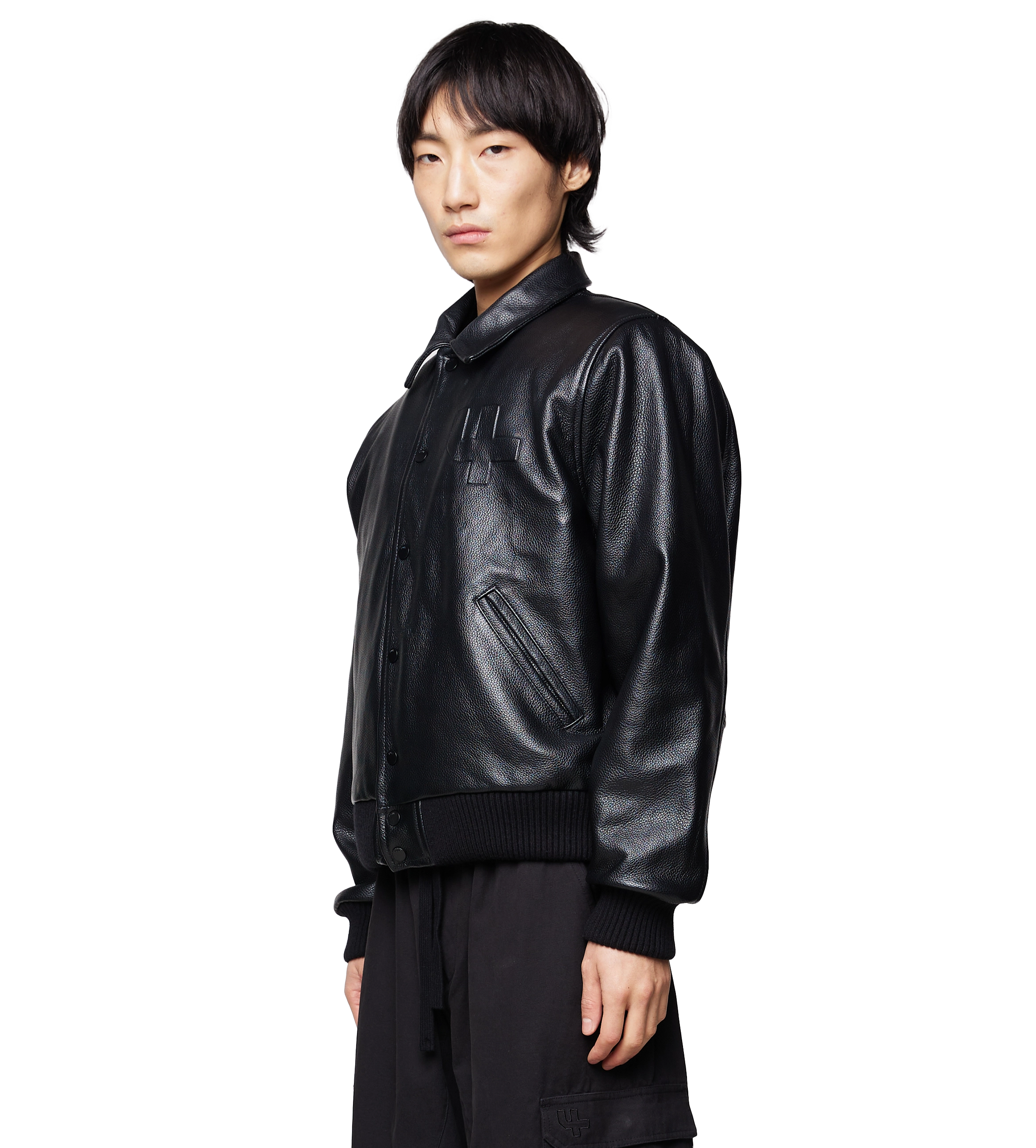 Leather college jacket on sale
