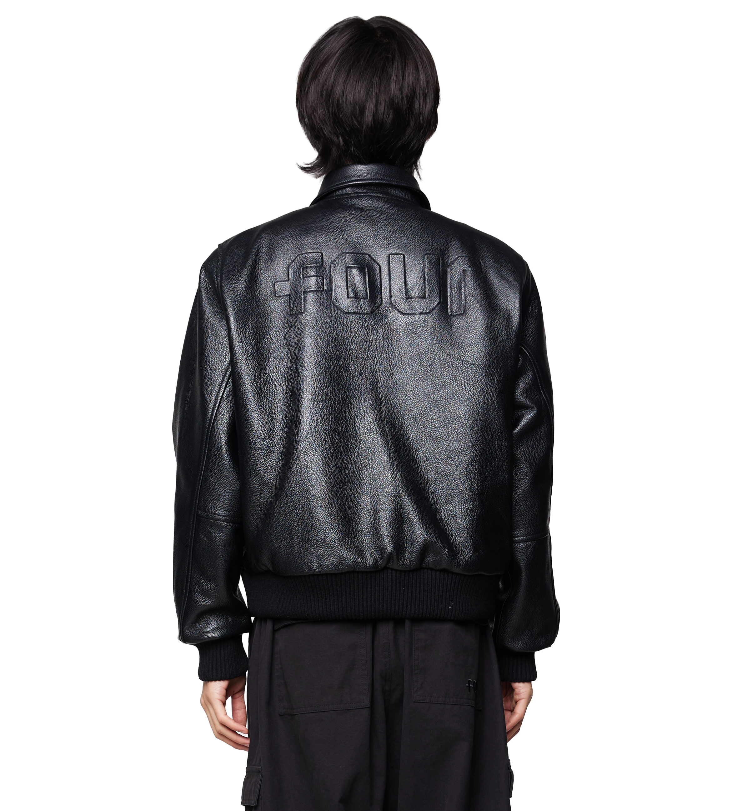 Leather Varsity Jacket All Black