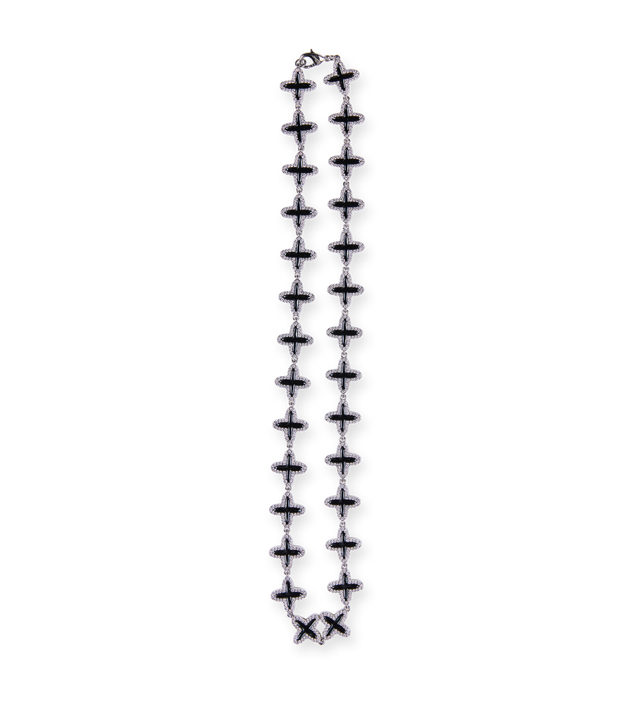 Clover Tennis Necklace White & Black