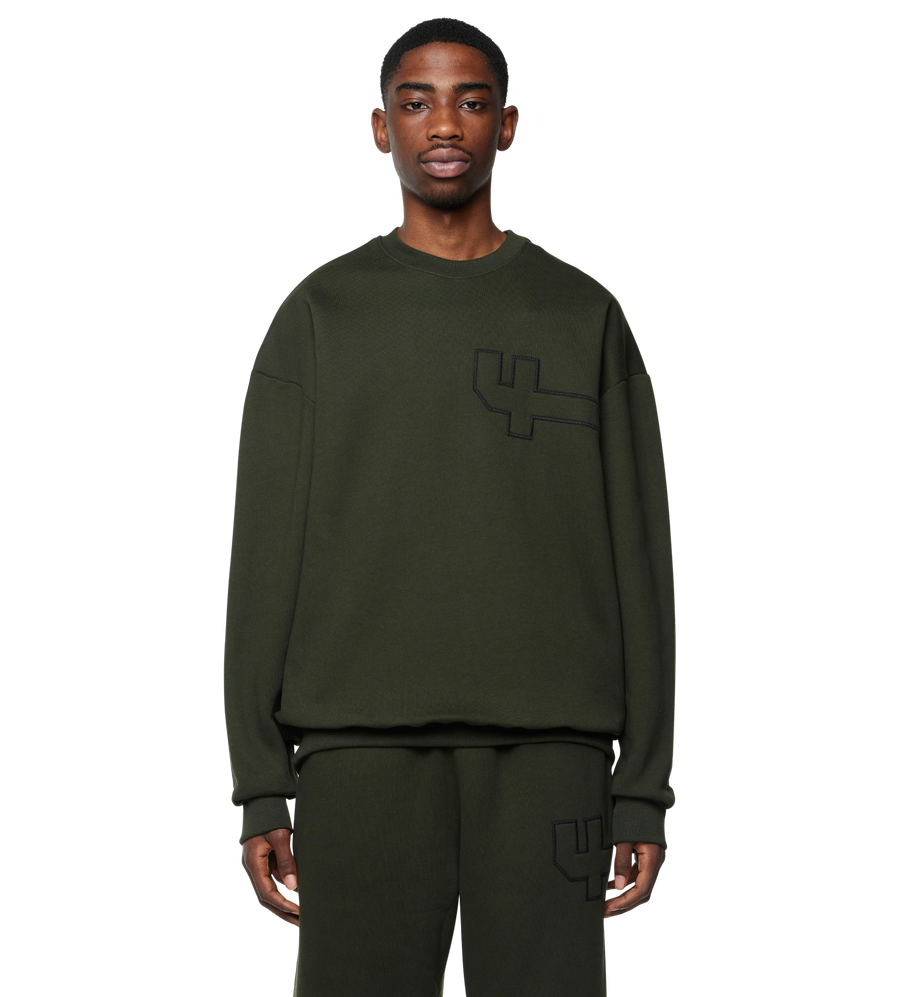 4 Patch Crewneck Army Green