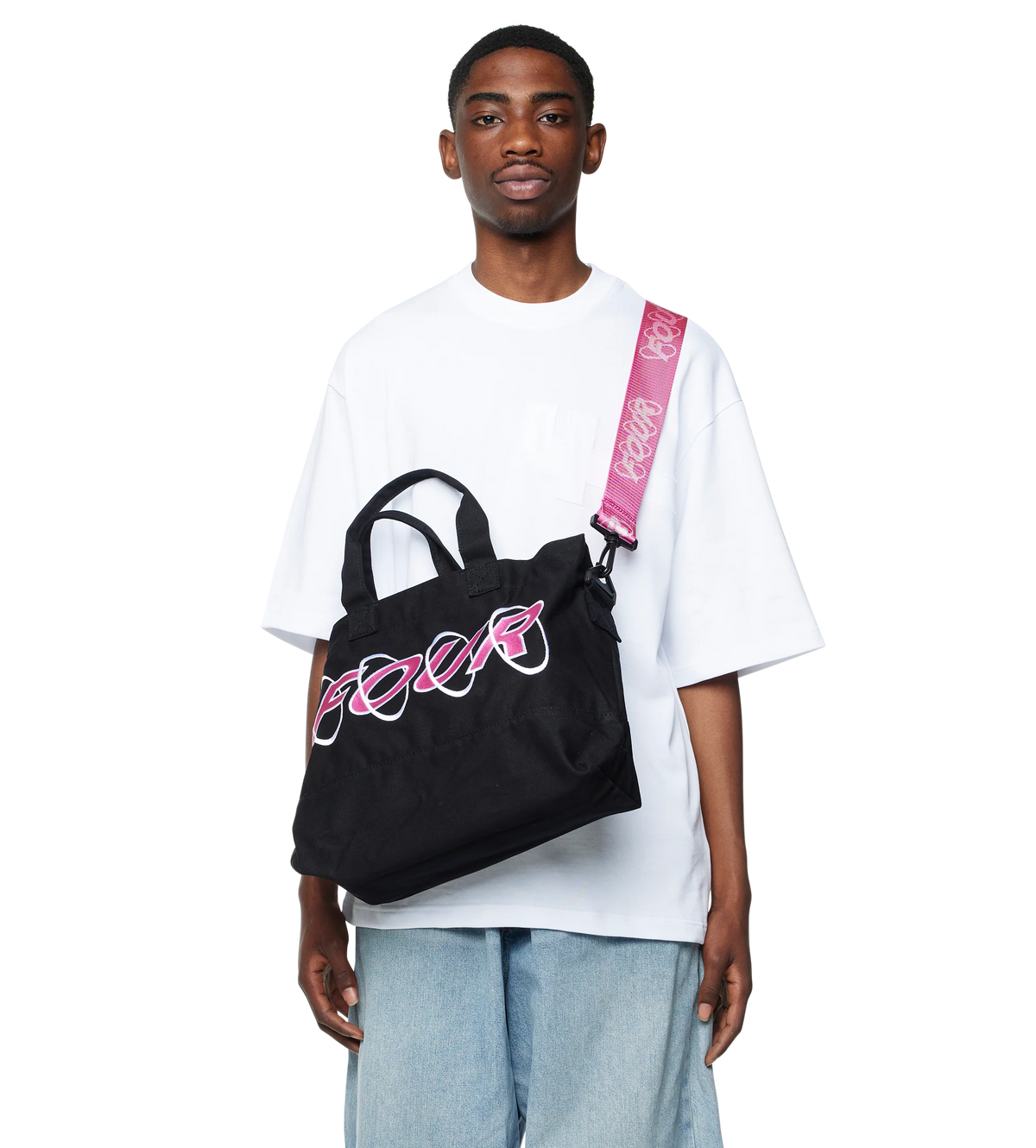 Circles Embroidery Shopper Wit/ Roze