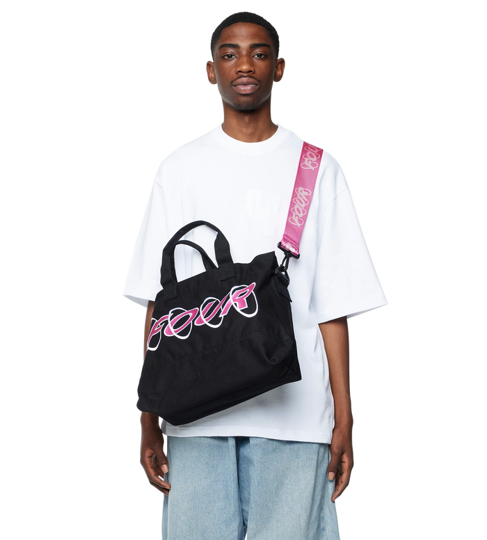 Circles Embroidery Shopper Wit/ Roze