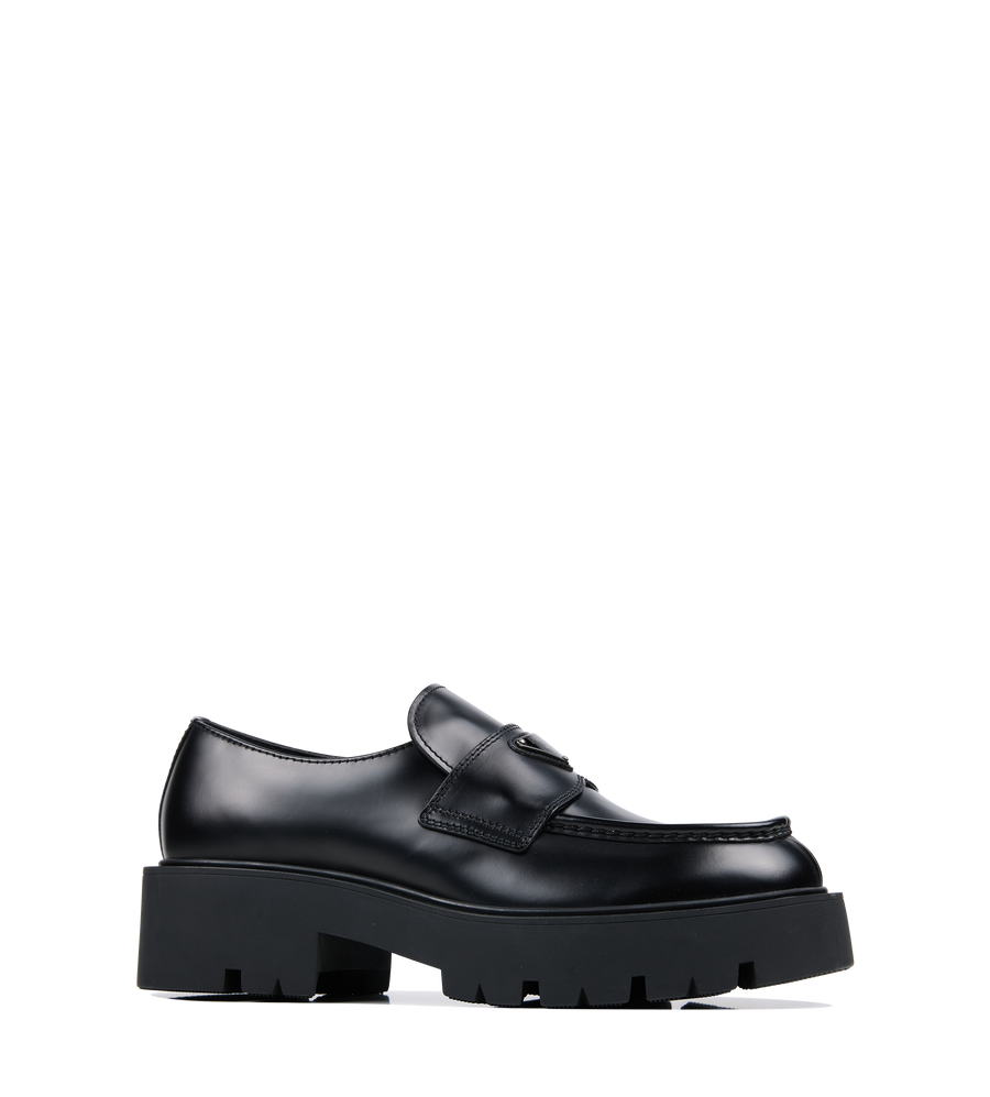Brushed Leather Loafers Black