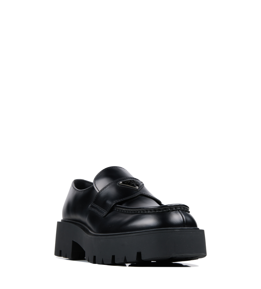 Brushed Leather Loafers Black