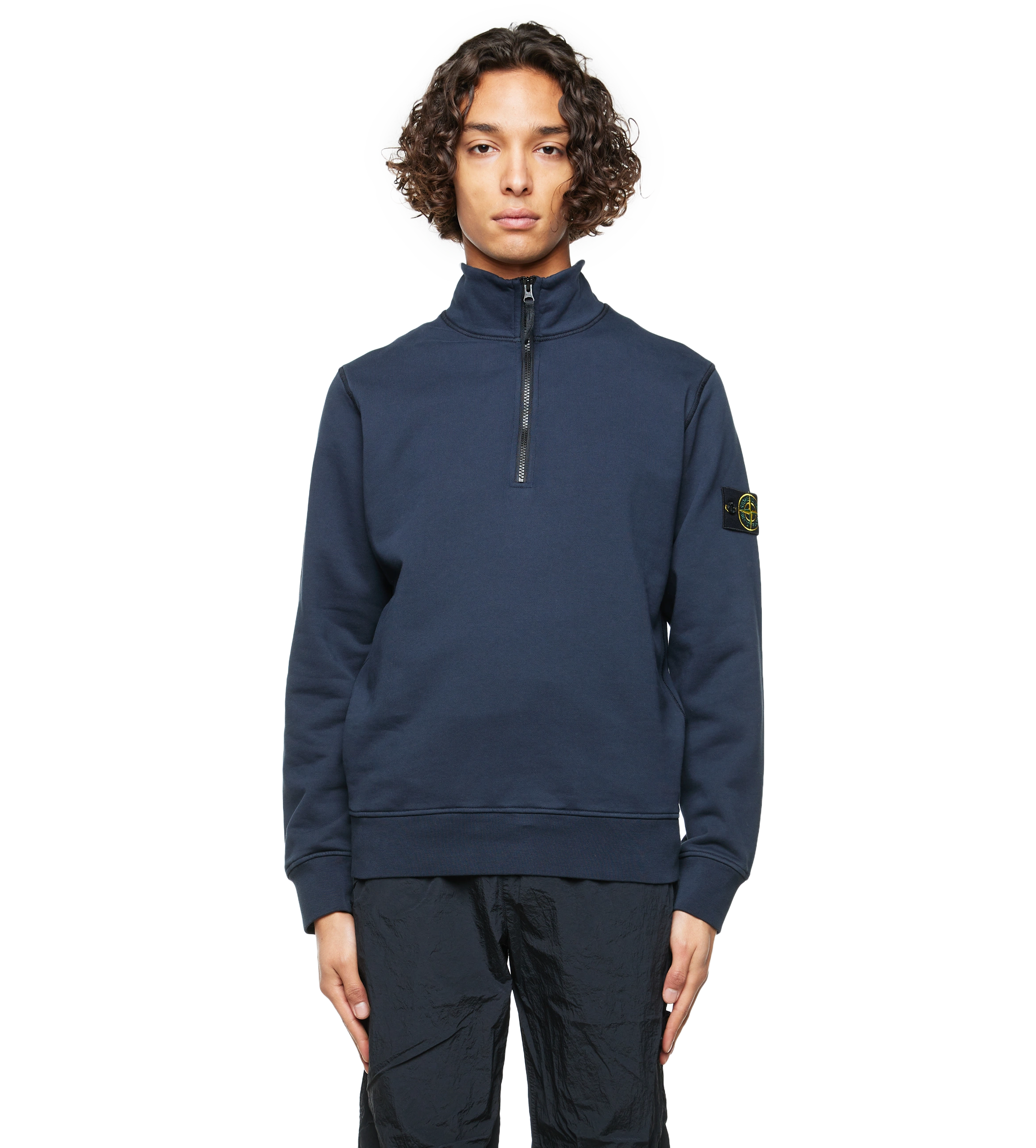 Compass-motif Half-zip Sweatshirt Navy