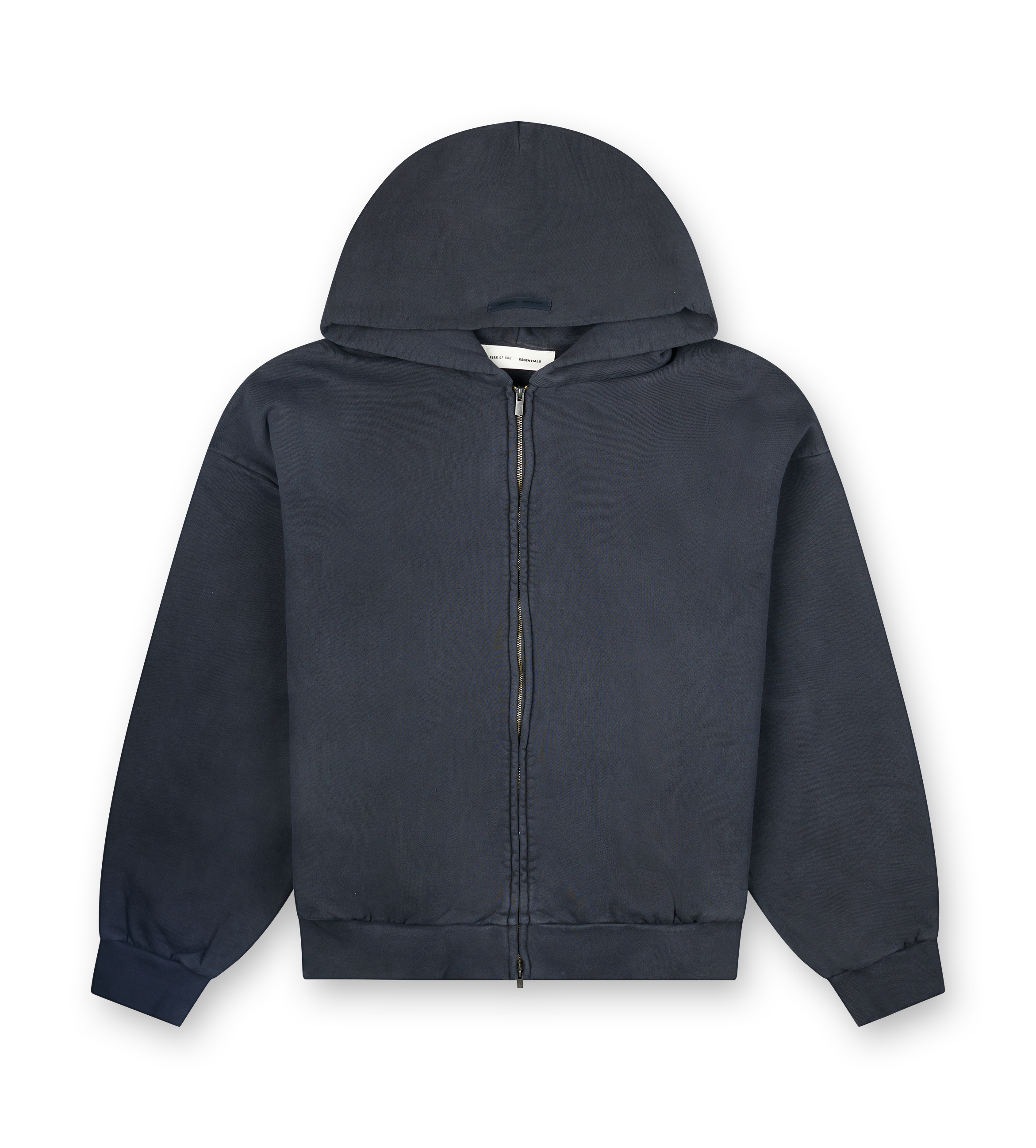 Fear of God Essentials geborduurde klassieke hoodie met volledige ritssluiting in vintage zwart