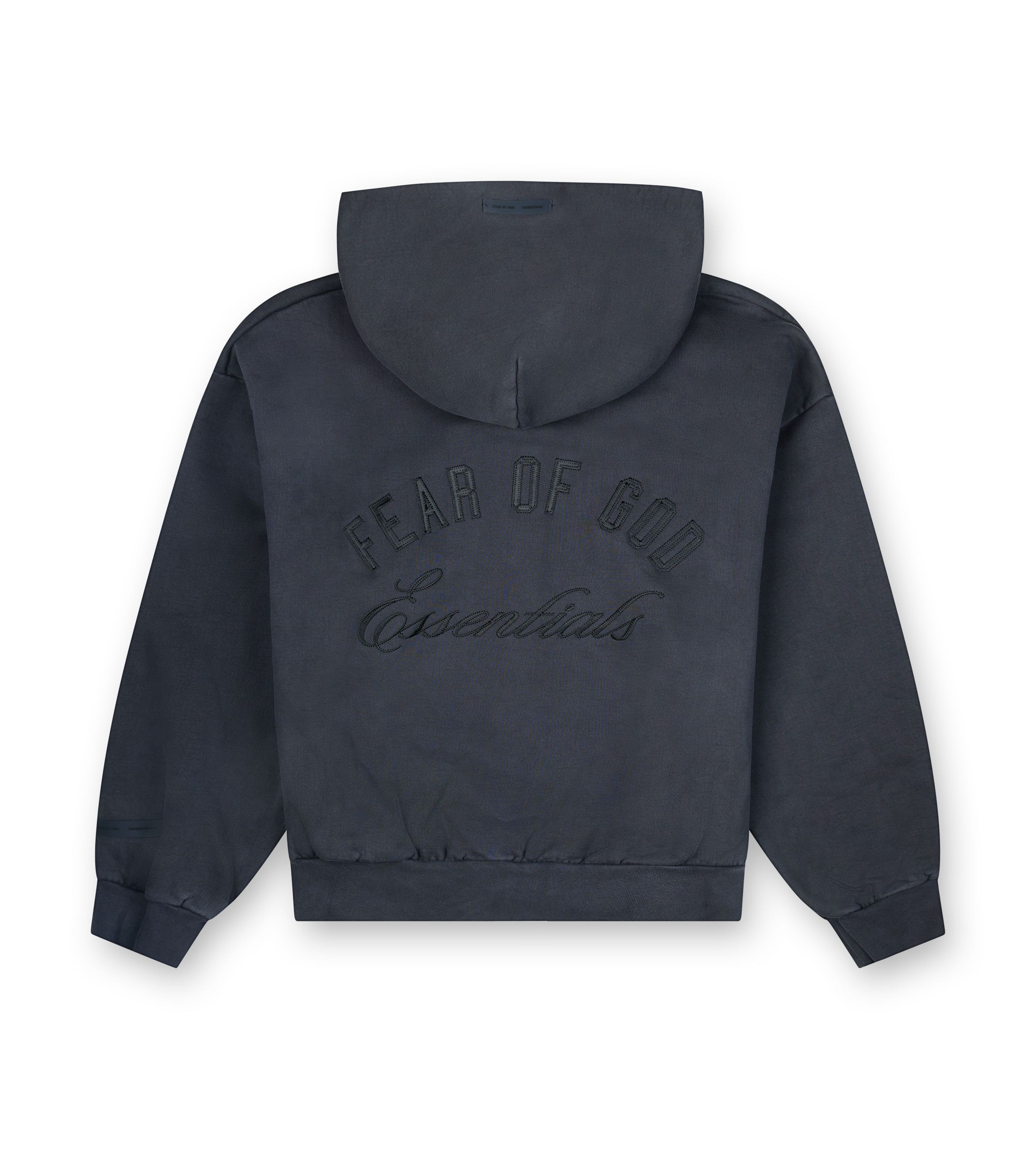 Fear of God Essentials geborduurde klassieke hoodie met volledige ritssluiting in vintage zwart